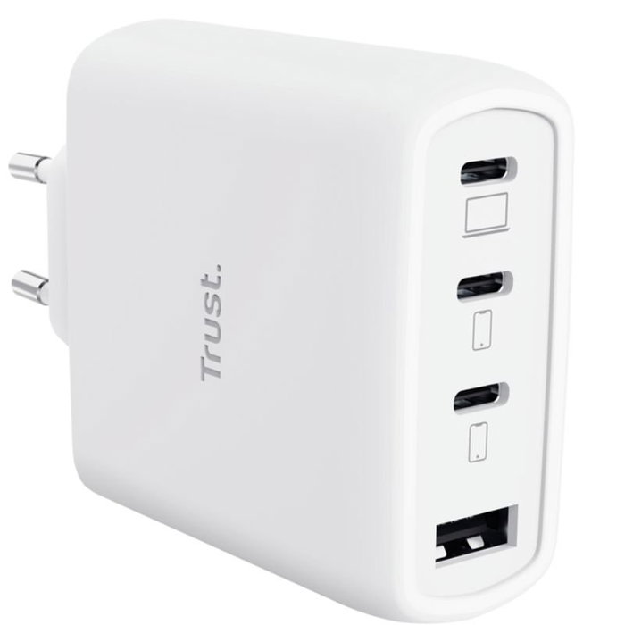 CARGADOR PARED/VIAJE 3xUSB-C + USB-A 65W MAXO BLANCO TRUST